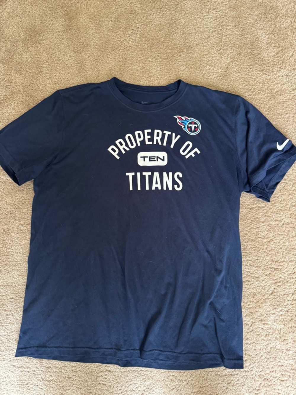 Nike Navy Blue Graphic Tee with White Lettering